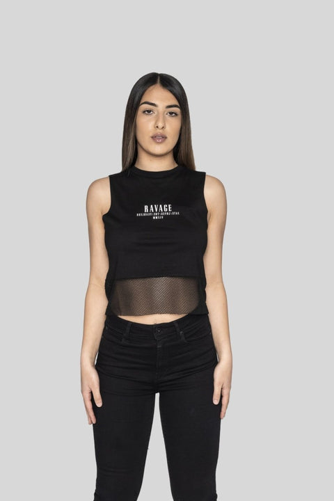 Fearless Crop Muscle Tank With Mesh Panel Crop Tees