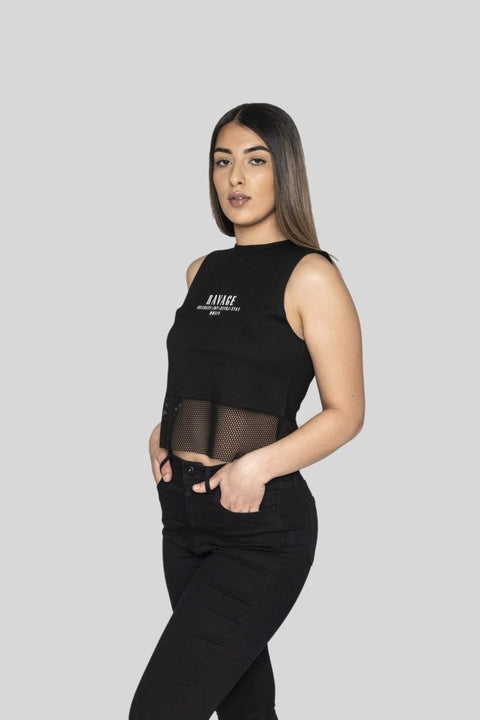 Fearless Crop Muscle Tank With Mesh Panel Crop Tees