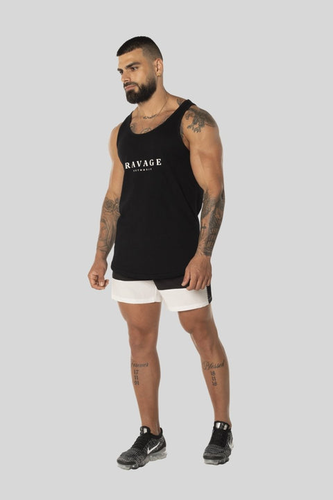 Hype Luxe Dual Curved Hem Tank Top Black Singlets