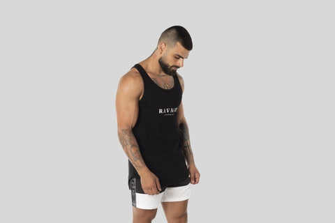 Hype Luxe Dual Curved Hem Tank Top Black Singlets