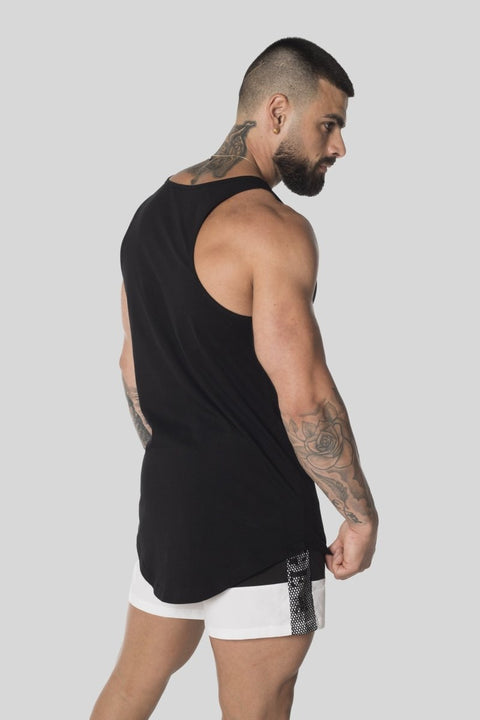 Hype Luxe Dual Curved Hem Tank Top Black Singlets