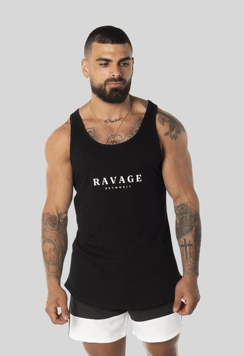 Hype Luxe Dual Curved Hem Tank Top Black Singlets