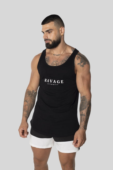 Hype Luxe Dual Curved Hem Tank Top Black Singlets