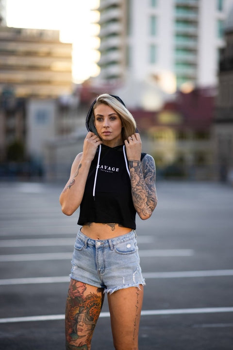 Hype Series Mesh Cropped Hoodie Crop Tees