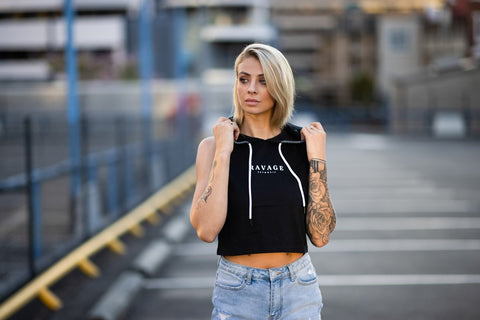 Hype Series Mesh Cropped Hoodie Crop Tees