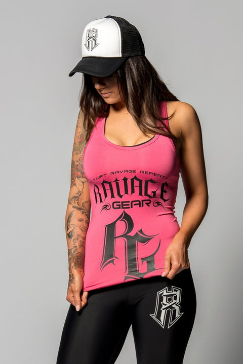 Racer back tank top Pink/Black logo Tanks